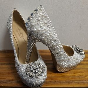 Chinese Laundry Pearl and Rhinestone Heels
